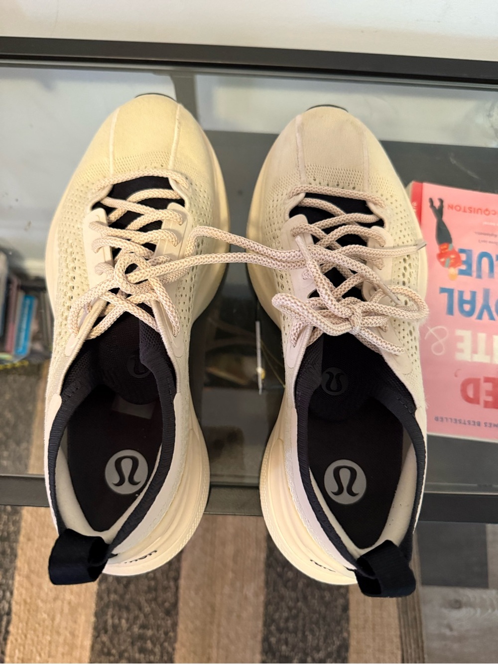 Lululemon Cream Knit Lace-Up Sneakers